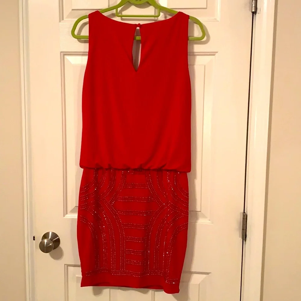 Cache Red Beaded Dress. - Picture 3 of 4